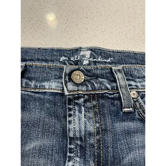 7 For All Mankind Raw Hem Jean Skirt - Size 28 - Picture 10 of 13